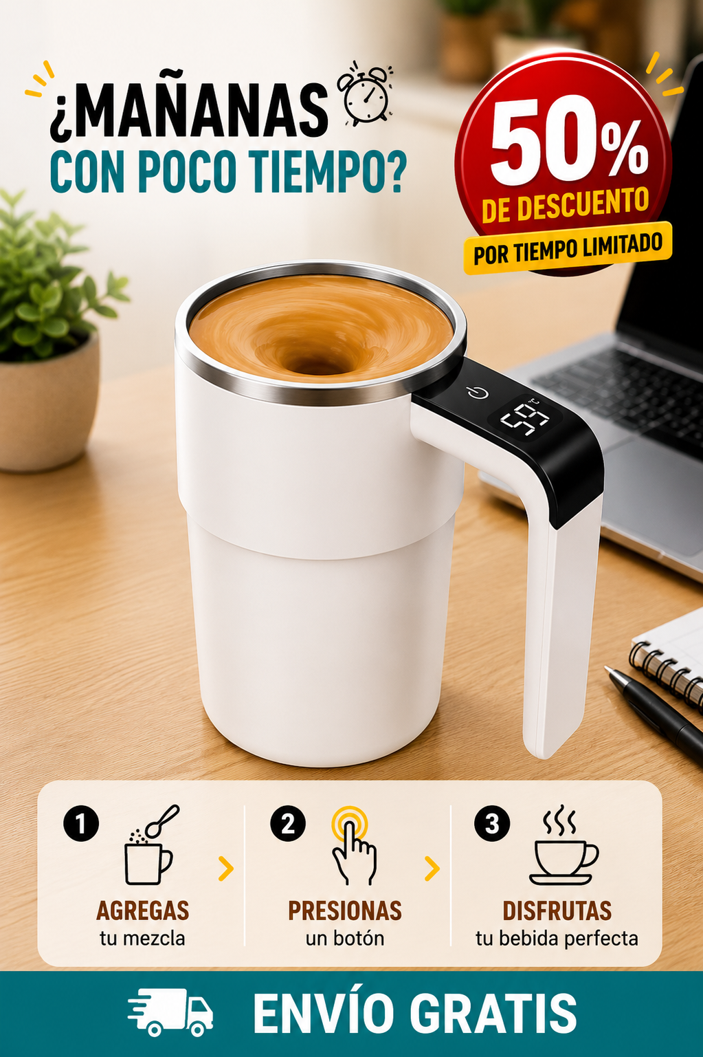 Taza mezcladora magnética automática