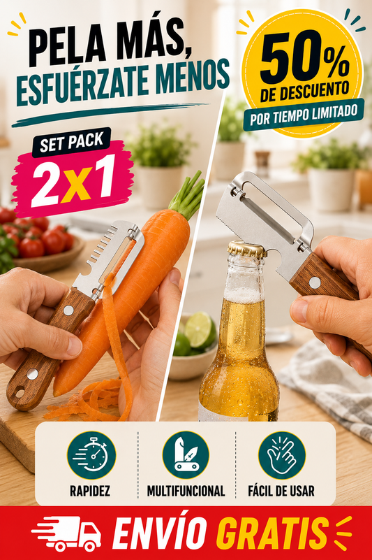 Pack set Cuchillo Pelador Multifunción 2x1